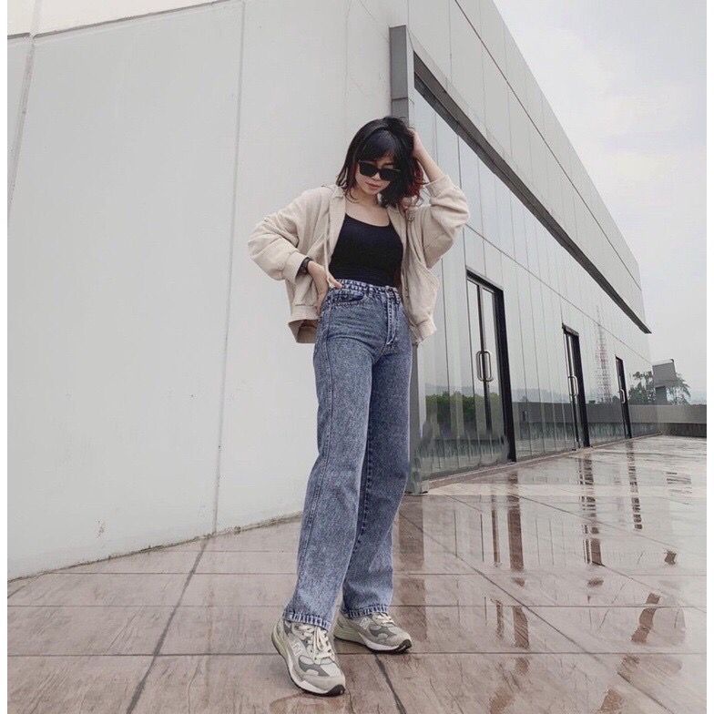 1KG MUAT 2PCS | KULOT JEANS HIGHWAIST LOOSE WANITA HITS FASHION SELEBGRAM