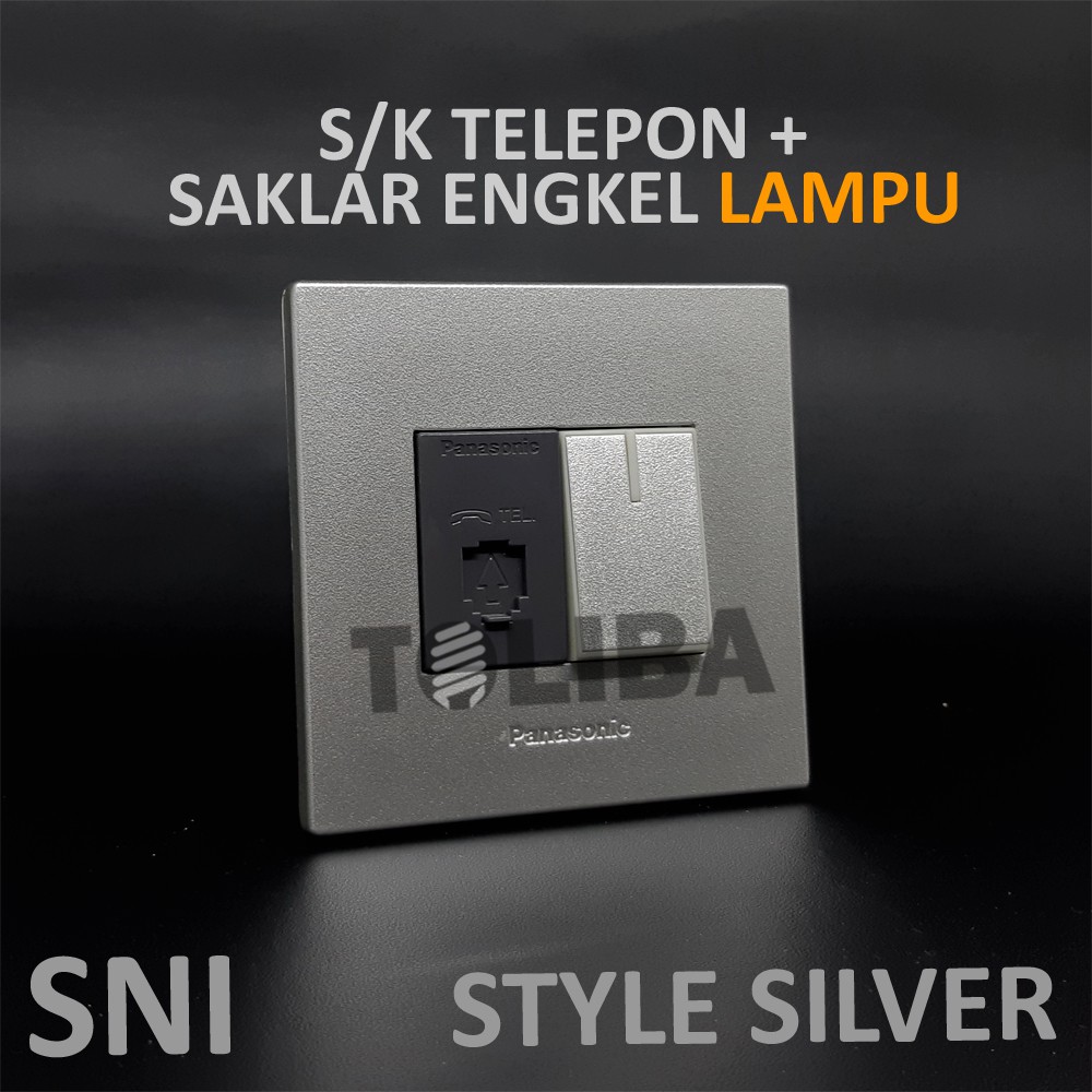 stop kontak telepon + saklar engkel lampu silver panasonic / stopkontak panasonic saklar lampu sni