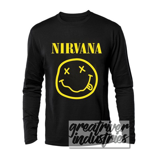 kaos distro nirvana logo bulat lengan panjang