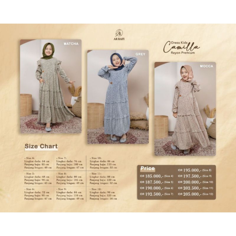 Dress Kids Ar Rafi Terbaru Camilla Dress Kids Gamis Anak Motif Kekinian Best Seller