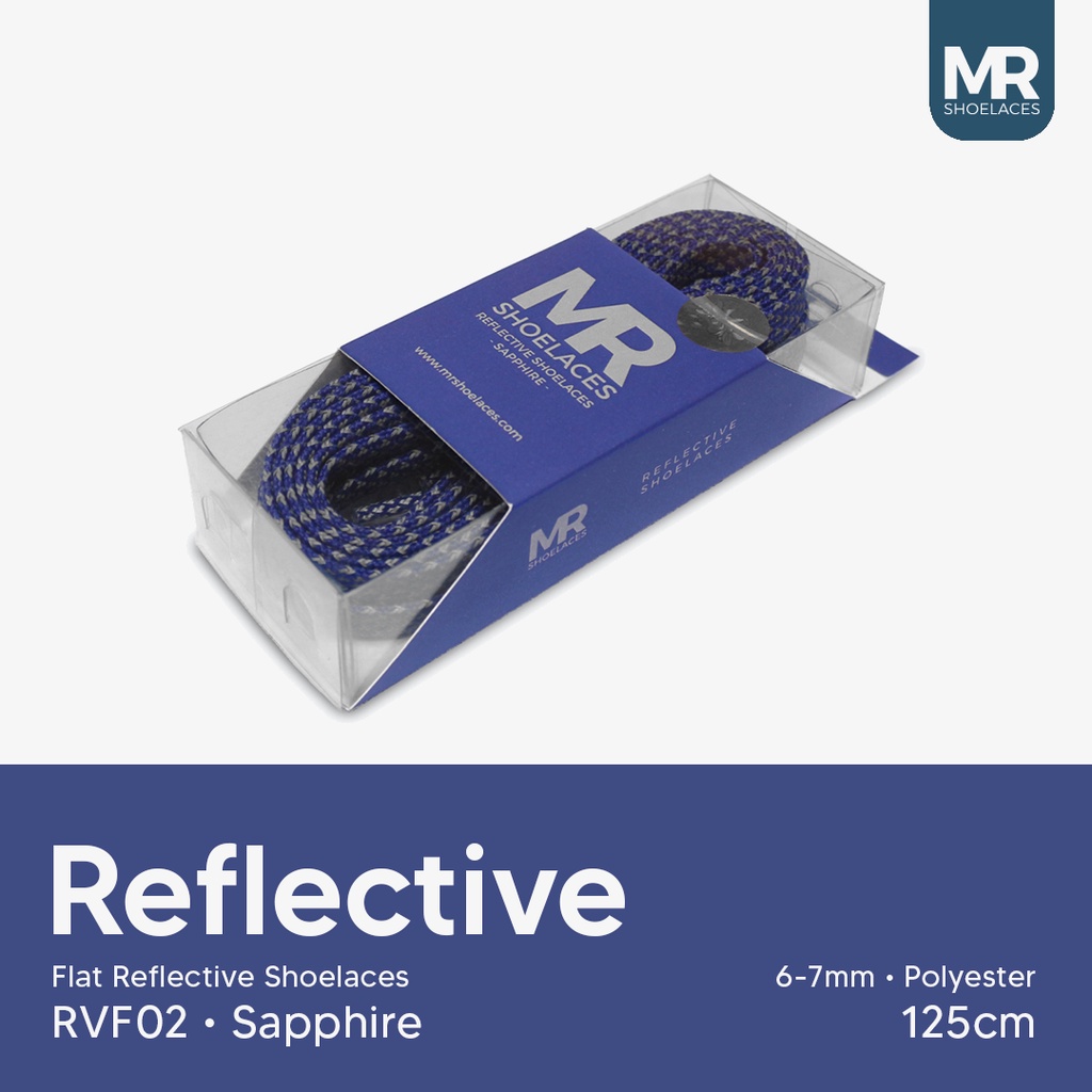 MR Shoelaces RVF125 Tali Sepatu Reflektif (Reflective) 5-6mm Gepeng Flat Panjang 120cm (Menyala) - Premium Shoelace