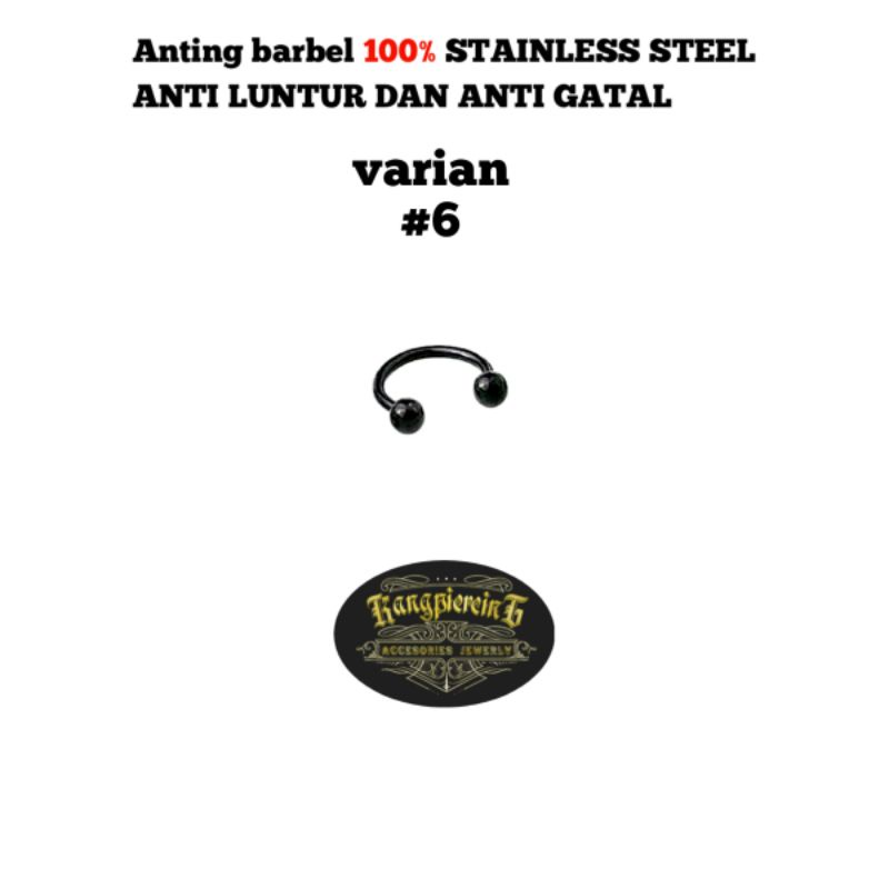 BARBEL HITAM STAINLESS STEEL 100% ANTI LUNTUR DAN ANTI KARAT