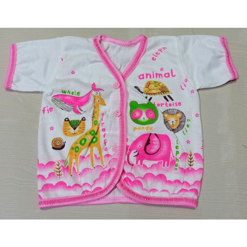 Baju Bayi Baru Lahir Lengan Pendek SKR Bahan Katun Size New Born Atasan Bayi Newborn Murah