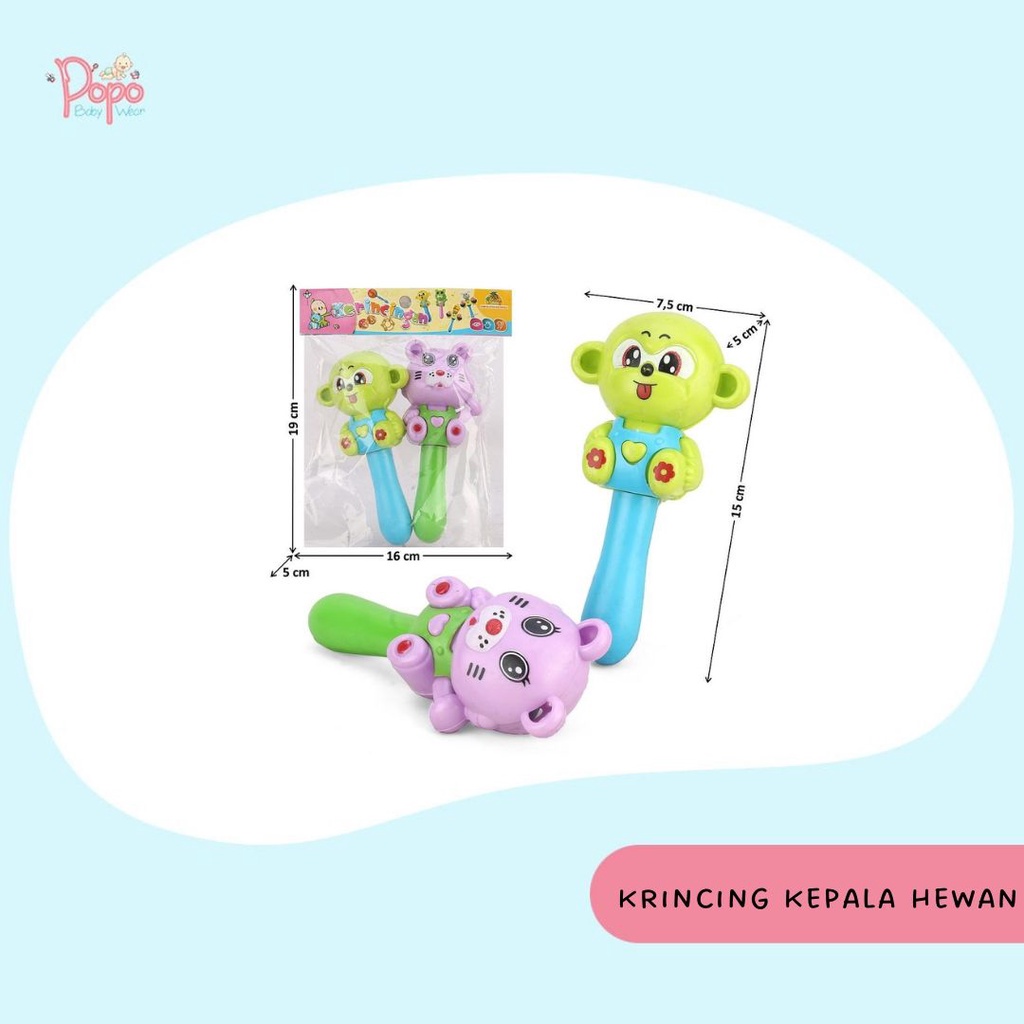 Mainan Kerincing Bayi (Tongkat Kepala Hewan / 1pcs/ FREE BUBBLEWRAP)