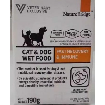 Nature Bridge recovery MAKANAN SAAT SAKIT UNTUK KUCING ANJING 190gr NO PORK