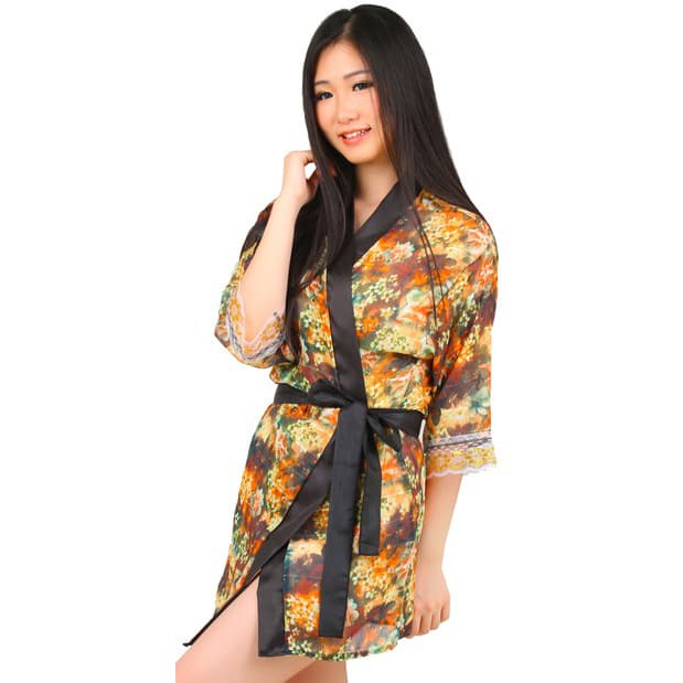 Termurah L-768 Cute Flower Transparent Lingerie Kimono