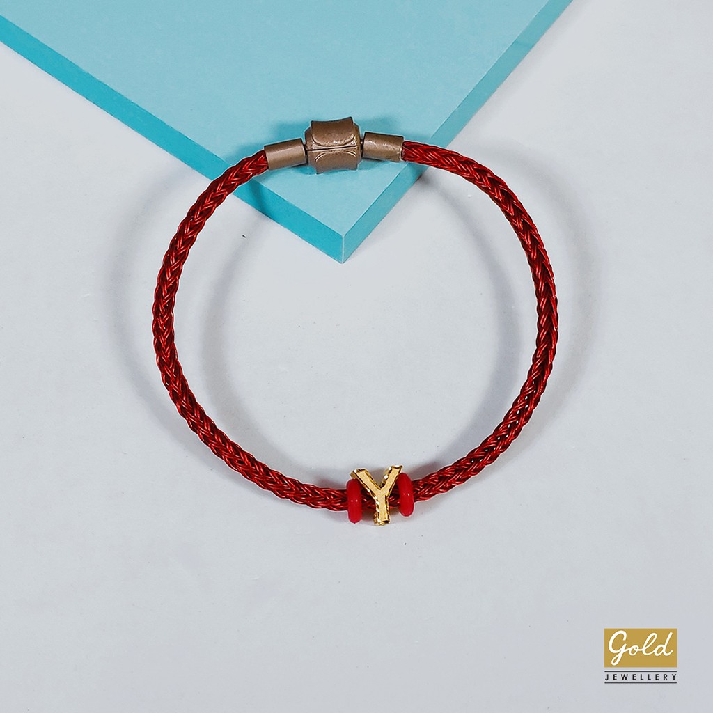 Gelang tali emas kuning 700 16k charm inisial alphabet huruf Y bsr