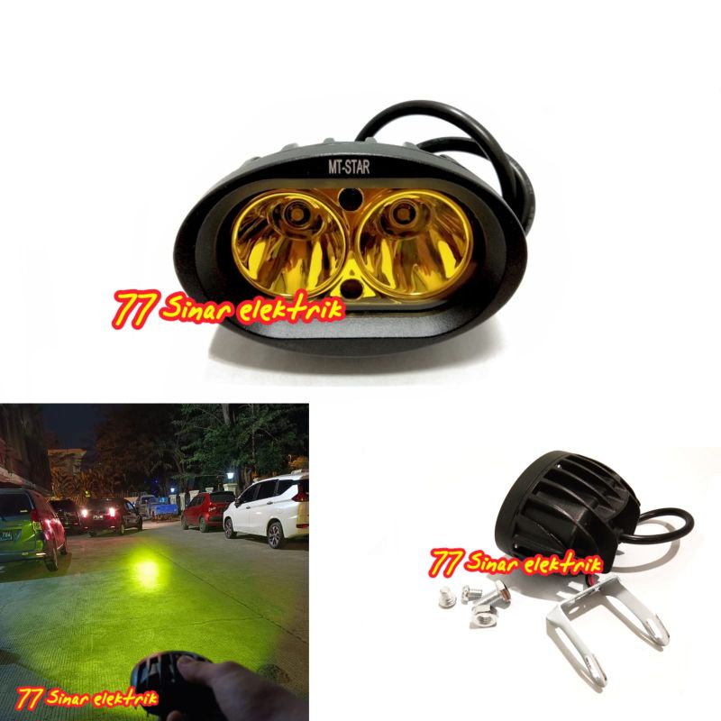 Lampu Tembak Sorot LED 2 Mata Owl Mv Kuning Mt Star 1 Mode 20 Watt Lampu Tembak Led Motor Mobil