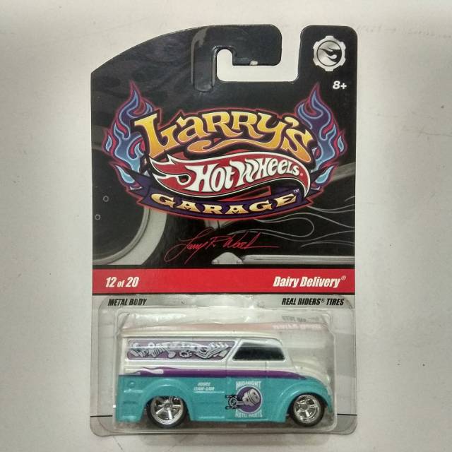 Dairy Delivery putih-hijau Larry's Garage Hot Wheels Hotwheels card ban karet Real Riders