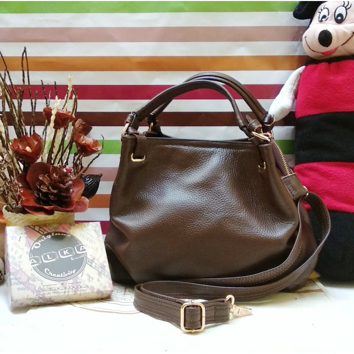 PROMO TAS WANITA tas kulit sapi asli, tas kulit wanita, tas papirut, tas garut - Cokelat KECIL SEKOL