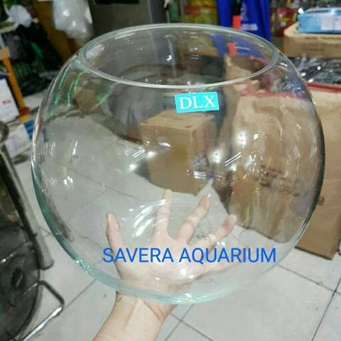 Gojek Aquarium Bulat 12lt Fish Bowl Toples Ikan Terbatas