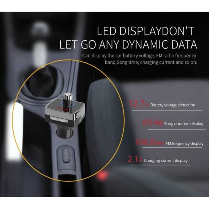 L6 Car Bluetooth FM Transmitter Dual USB Car Charger MP3 Music Player Wireless Handfree Car Kit