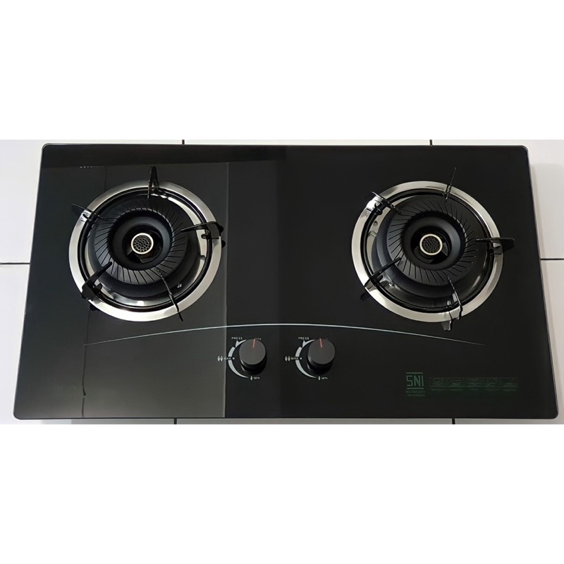 Kompor Gas 2 Tungku Tanam Kaca Eco Cook / KOMPOR GAS KACA 2 TUNGKU