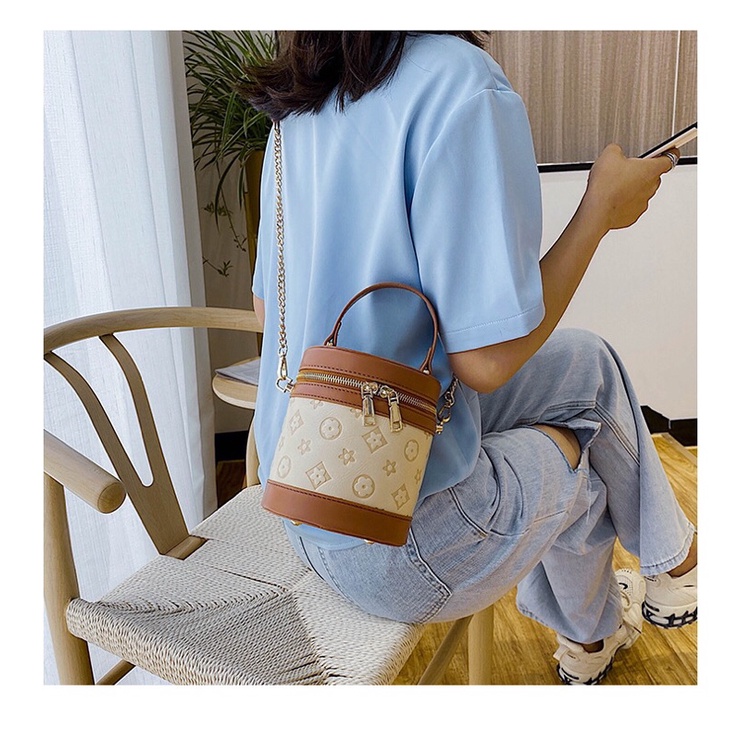 SG1508 syafniegalery Monogram Cylinder Sling Bag import tas tabung tali rantai SAS140