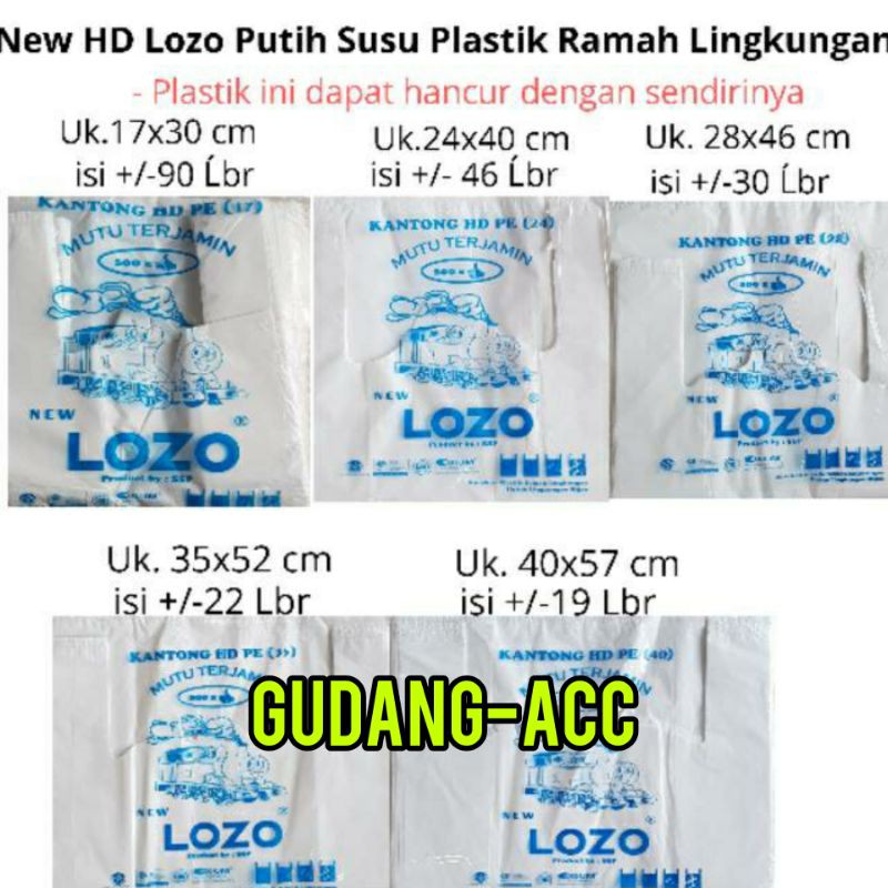 KANTONG Plastik Kresek Lozo Tebal UKURAN 17 24 28 35 40 Cm Putih Kualitas Loco Ramah Lingkungan