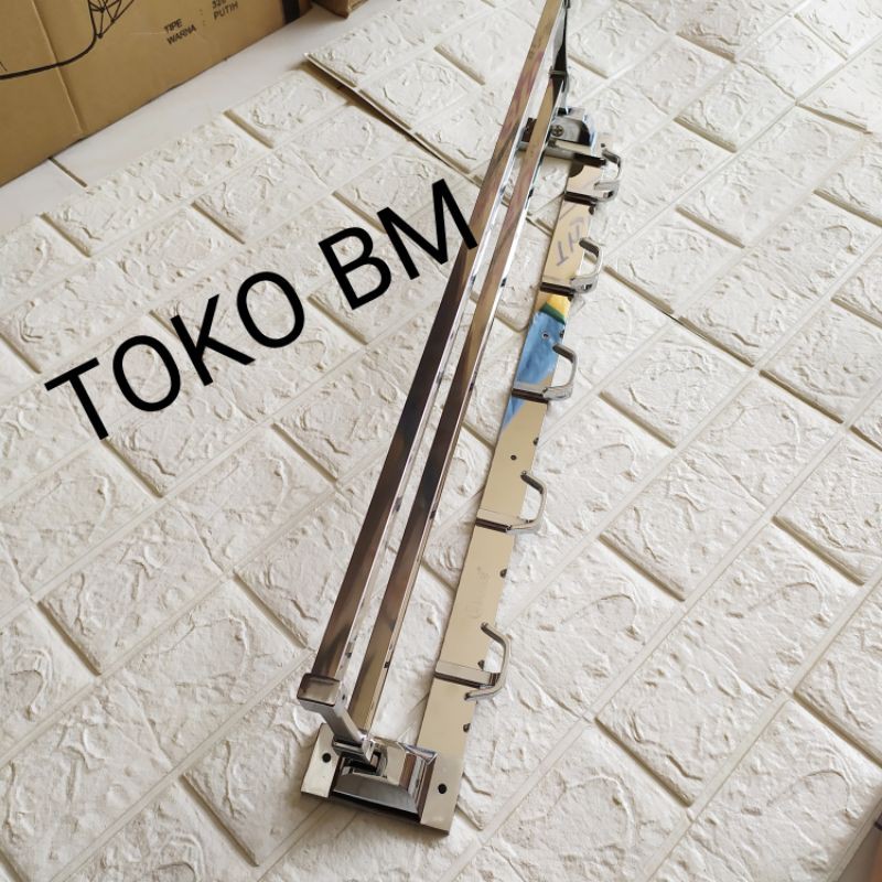 rak handuk lipat bolzano 2 baris stainless plus kapstok