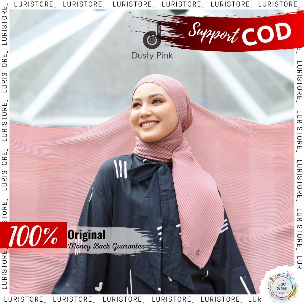 PASHMINA PLISKET DEENAY PLEATS DUSTY PINK ORI Jilbab Kerudung Hijab Pasmina Ceruty Sabyan Diamond Vo