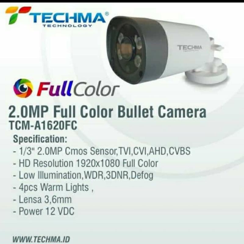 CAMERA CCTV TECHMA OUTDOOR FULL COLOR DOME 2MP FULLHD 1080p