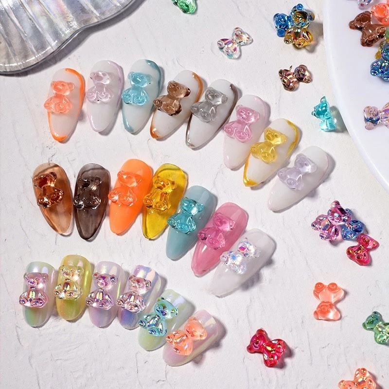 Ornamen Beruang 3D Bahan Resin Untuk Dekorasi Nail Art