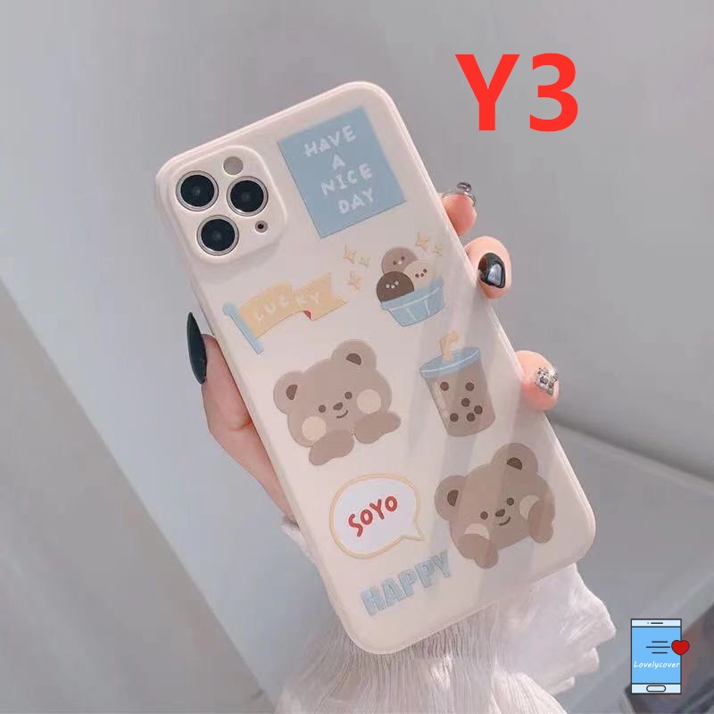 Sweet Bear Soft Case Oppo A54  Reno 6 5 4 A35 A53 2020 A5s  A94 A33 2020 A31 2020 A32 A12  A3s A7 A11 A5 A9 2020 A74 A12e A92 A52 A72 Reno4F  Smiley Protective Cover-3