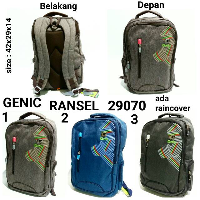 Tas sekolah ransel backpack unisex Genic 29070  tas punggung murah dan terbaru