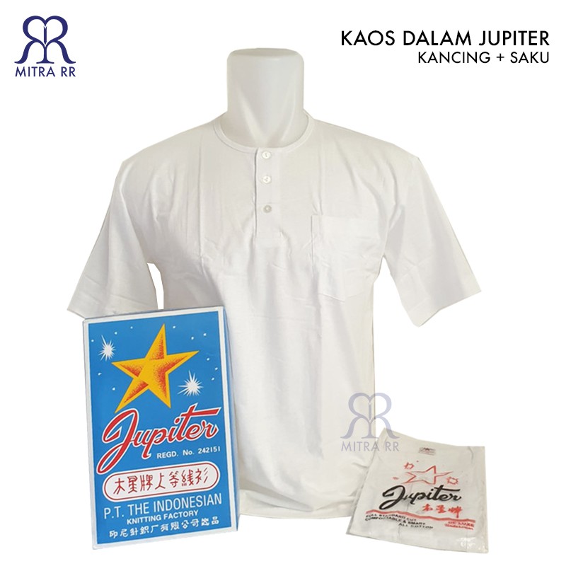 Kaos Dalam Pria Jupiter Kaos Katun Kancing Putih