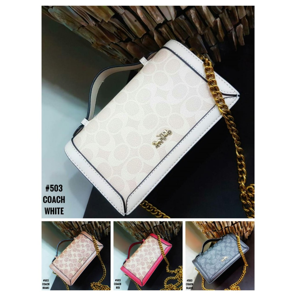 TAS COACH Coated Hutton Hutton Shoulder Bag Flip Canvas Leather Signature Like Ori Leather (503)