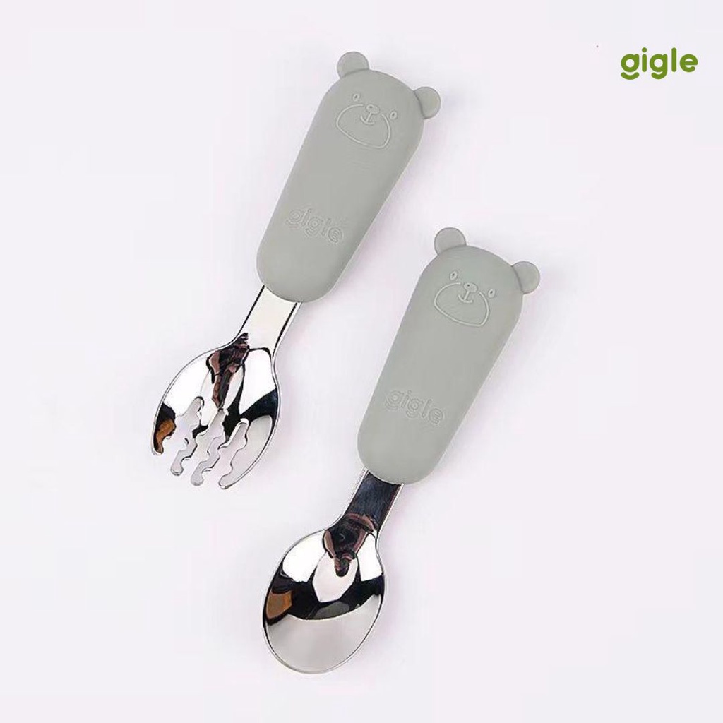 Gigle Baby Stainless Steel 316 Spoon &amp; Fork Set Alat Makan Bayi