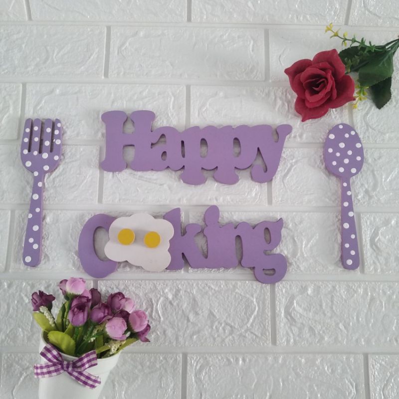 Jual hiasan dinding dapur happy cooking unik shabby /pajangan dekorasi