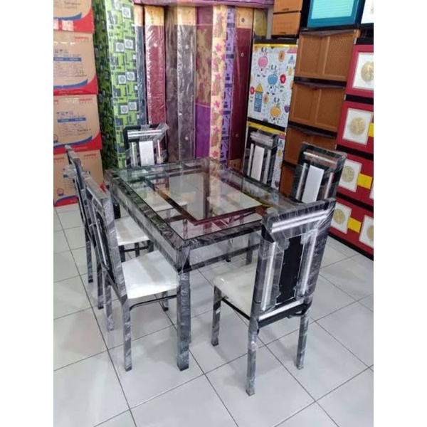 MEJA MAKAN BESI MINIMALIS KURSI 6