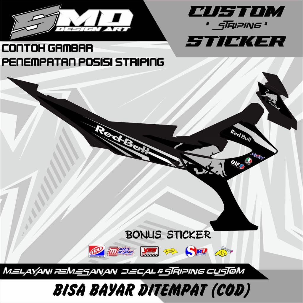 STRIPING STICKER SATRIA FU FACELIFT RACING VARIASI REDBULL
