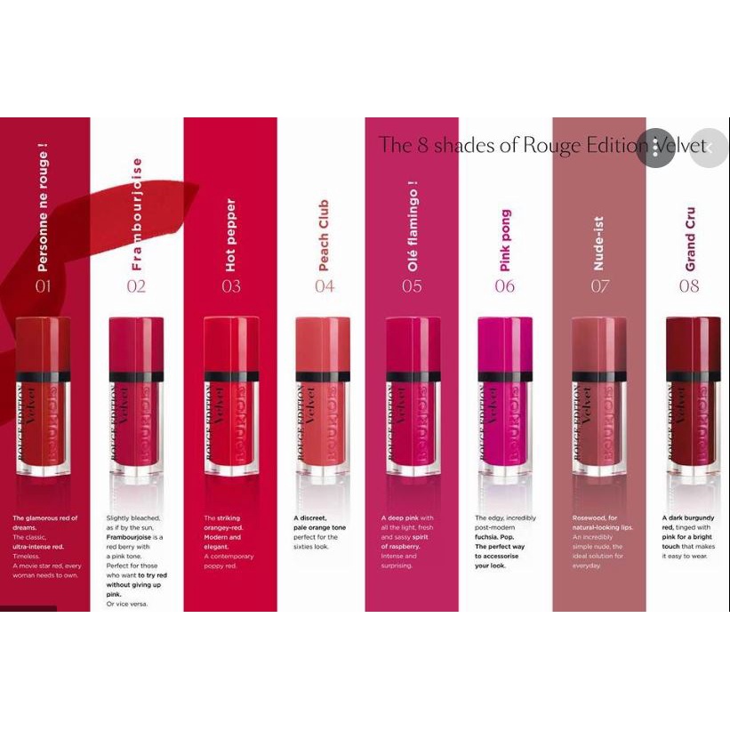 (READY &amp; ORI!) Bourjois Rouge Edition Velvet Original LIPCREAM Lip cream Matte Lipstick