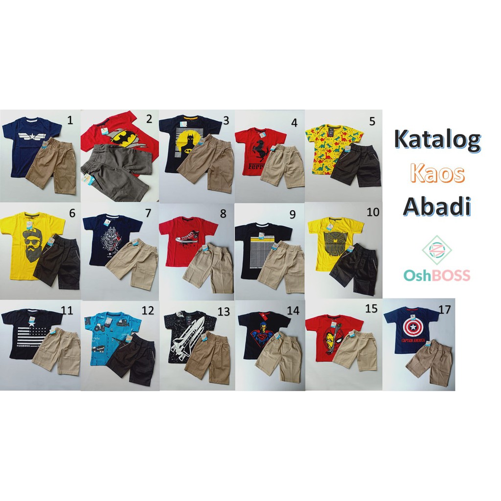 COD BAJU STELAN ANAK LAKI LAKI GAMBAR SUPERHERO PILIH MOTIF DAN CINO PENDEK 1-10 TAHUN KODE 1-3