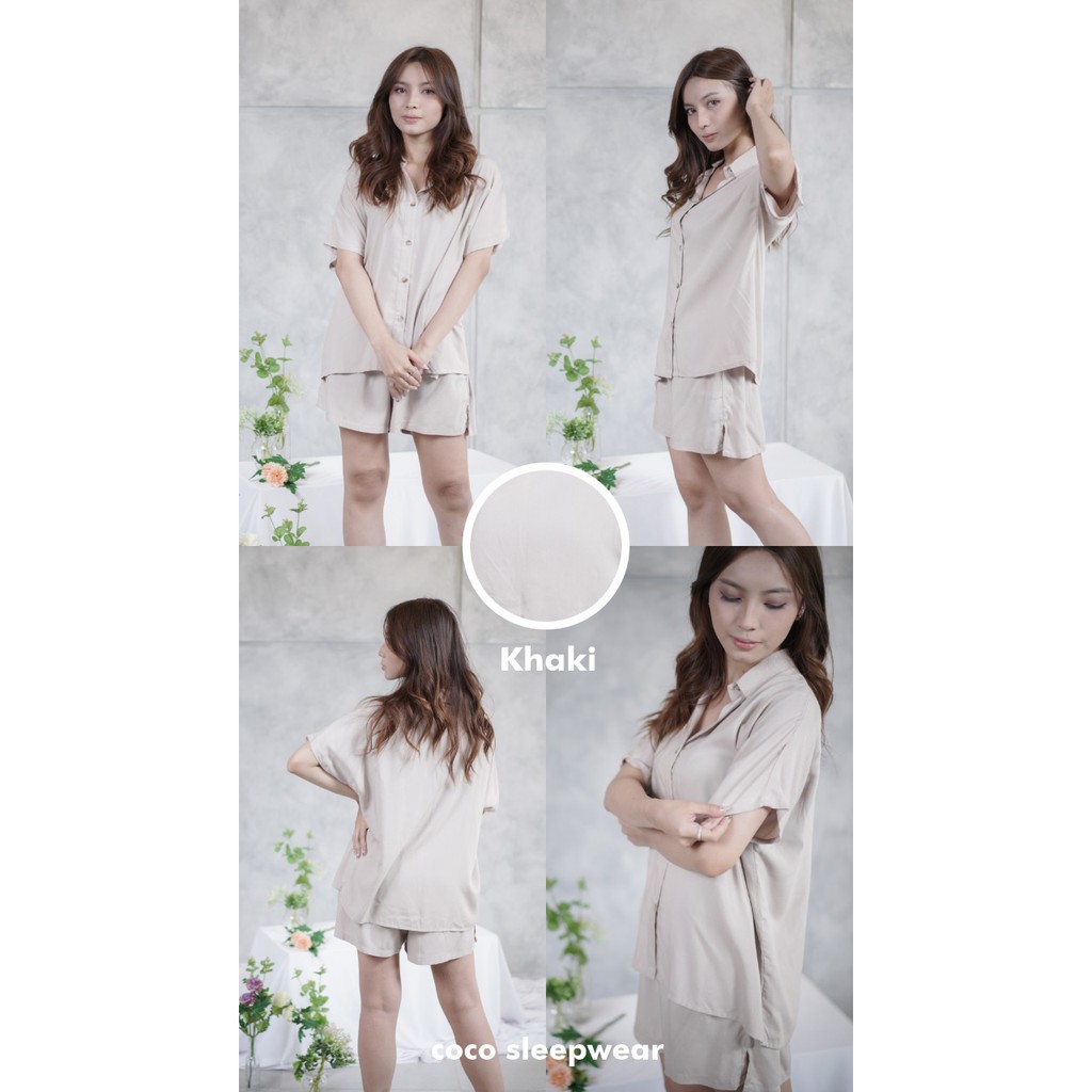 COCO - DALMI SET - Setelan Wanita - Homewear - Set Rayon - Busui Friendly - Fashion Wanita-BEIGE