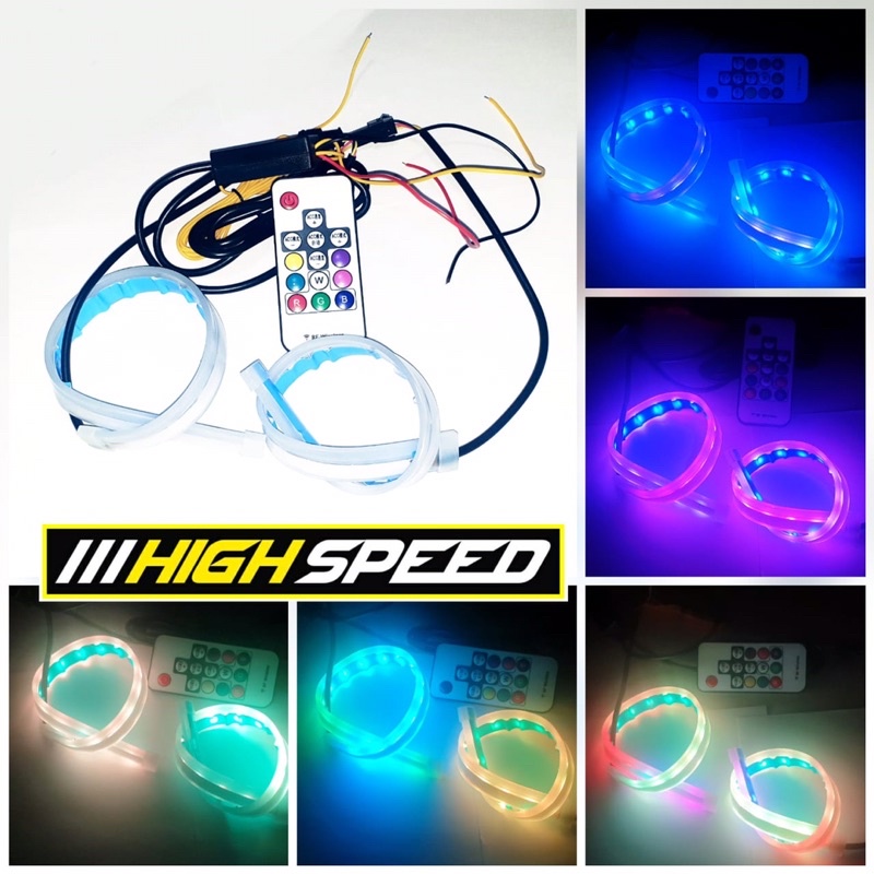 Lampu Alis LED RGB Remote 7 Warna 30cm Accessories Motor Mobil Universal Vixion Vario Mio