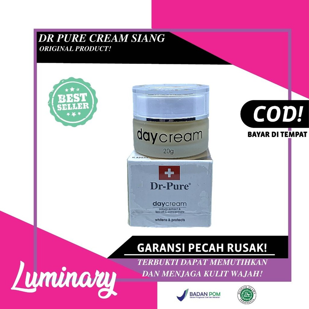 DR PURE DAY CREAM ORIGINAL BPOM PELEMBAB WAJAH KRIM PEMUTIH WAJAH PERAWATAN KECANTIKAN KULIT WAJAH