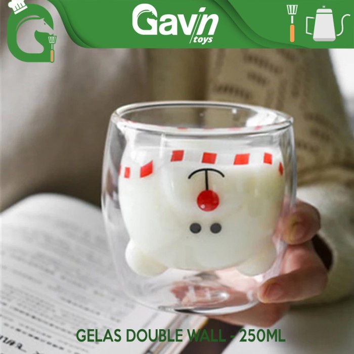 Gelas Double Wall Beruang 200ml - Gelas Unik Karakter Beruang