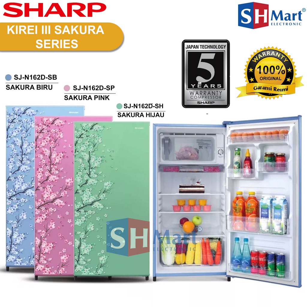 KULKAS SHARP 1 PINTU SJ-N162DS / SJ-N182DS / SJ-N192DS SAKURA SERIES GARANSI RESMI