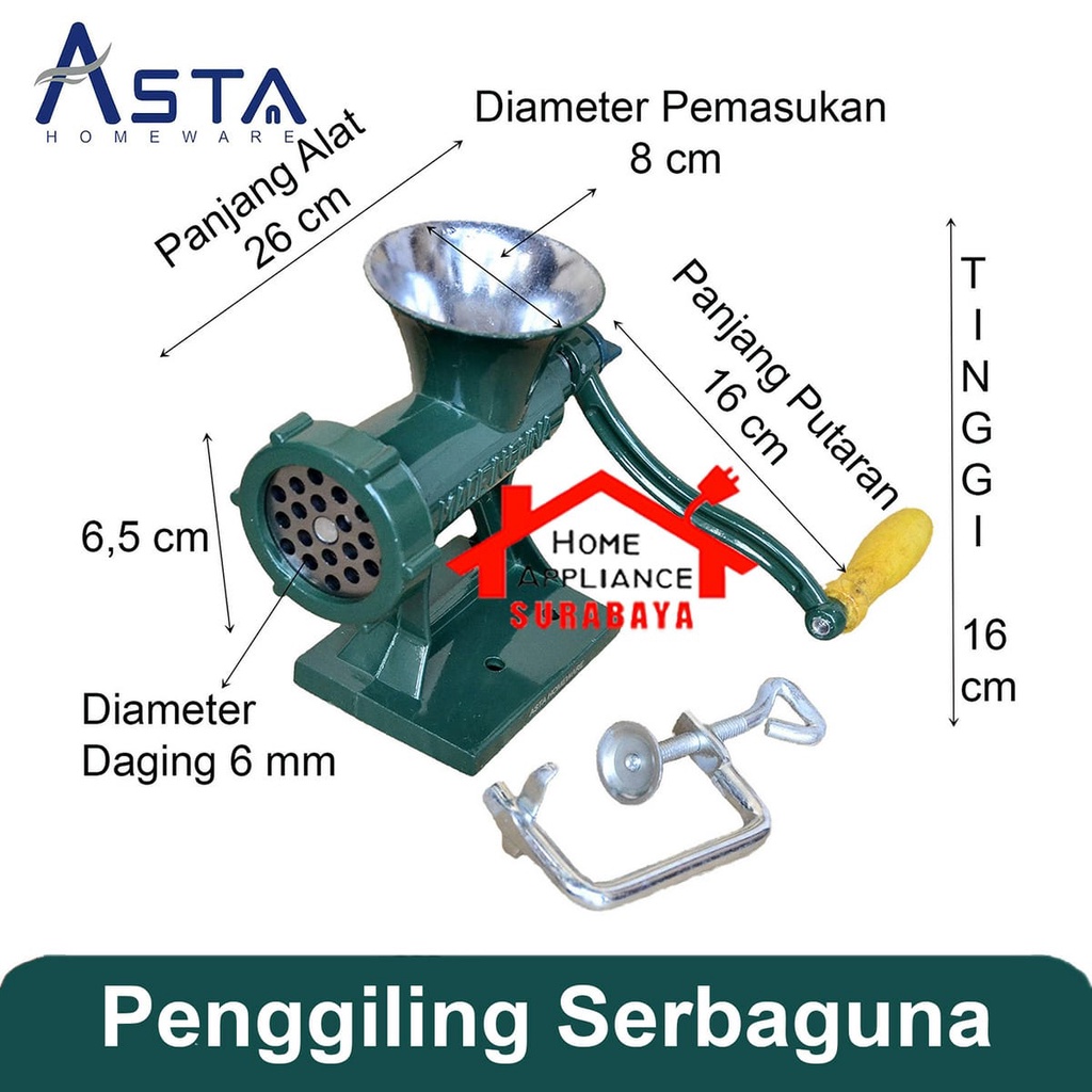 Alat Penggiling Gilingan Daging Serbaguna Meat Mincer NO 6 Asta ASMU-01 ASMU 01