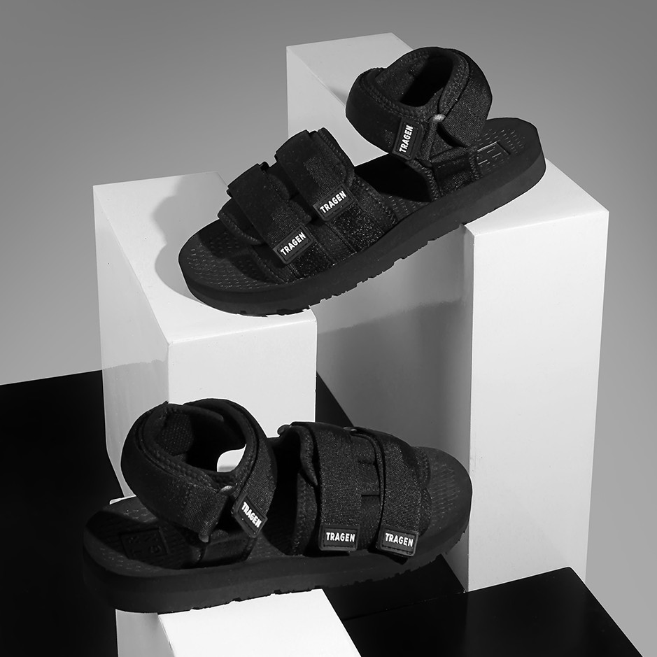 Sendal Gunung Hitam Original Sandal Kasual Pria Laki Footwear |DALTON FULL BLACK| FORIND x Tragen