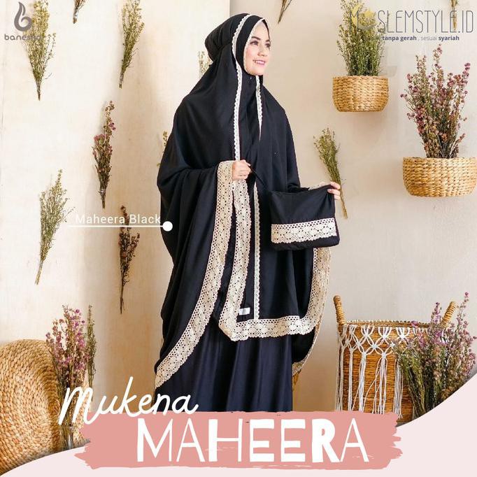 Mukena Dewasa 2 In 1 Jumbo Baneska Maheera Series Black Rayon Premium Milikuah