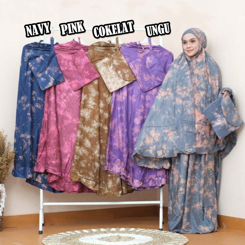 Mukena Dewasa Katun Rayon Motif Tie Dye Abstrak Mukena Rayon Janger Mukenah Bali Dewasa Mukenah