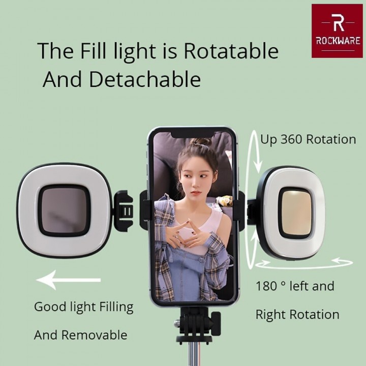 101 ROCKWARE RW-P40S-F Plus 2 LED - Selfie Stick with 2 LED Fill Light