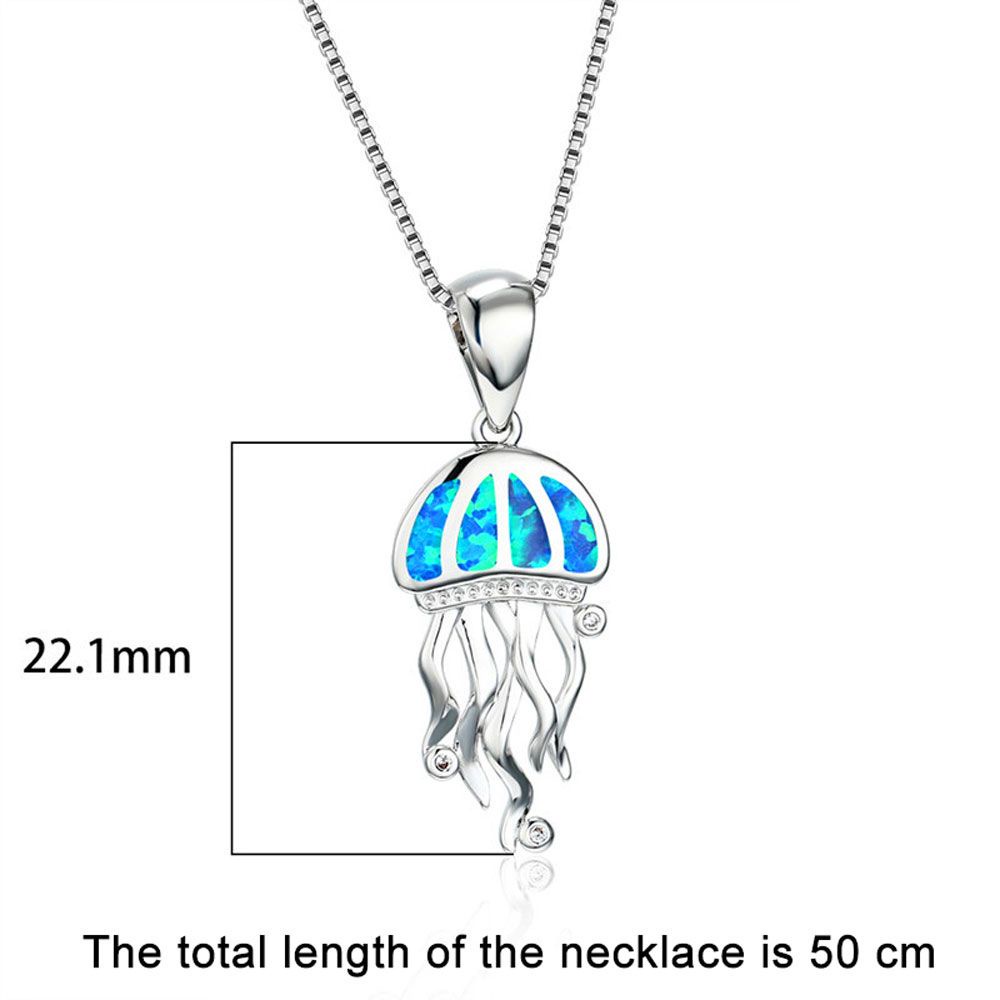 ROW New Pendant Luxury Blue Necklaces Gift Jellyfish Animal Jewelry Fashion Female