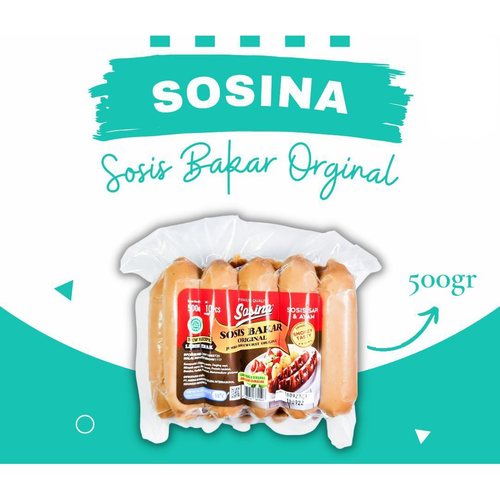 

ADDRIELLA - SOSINA SOSIS BAKAR ORIGINAL 500gr | SOSINA/FROZENFOOD/FROZENFOOD MURAH