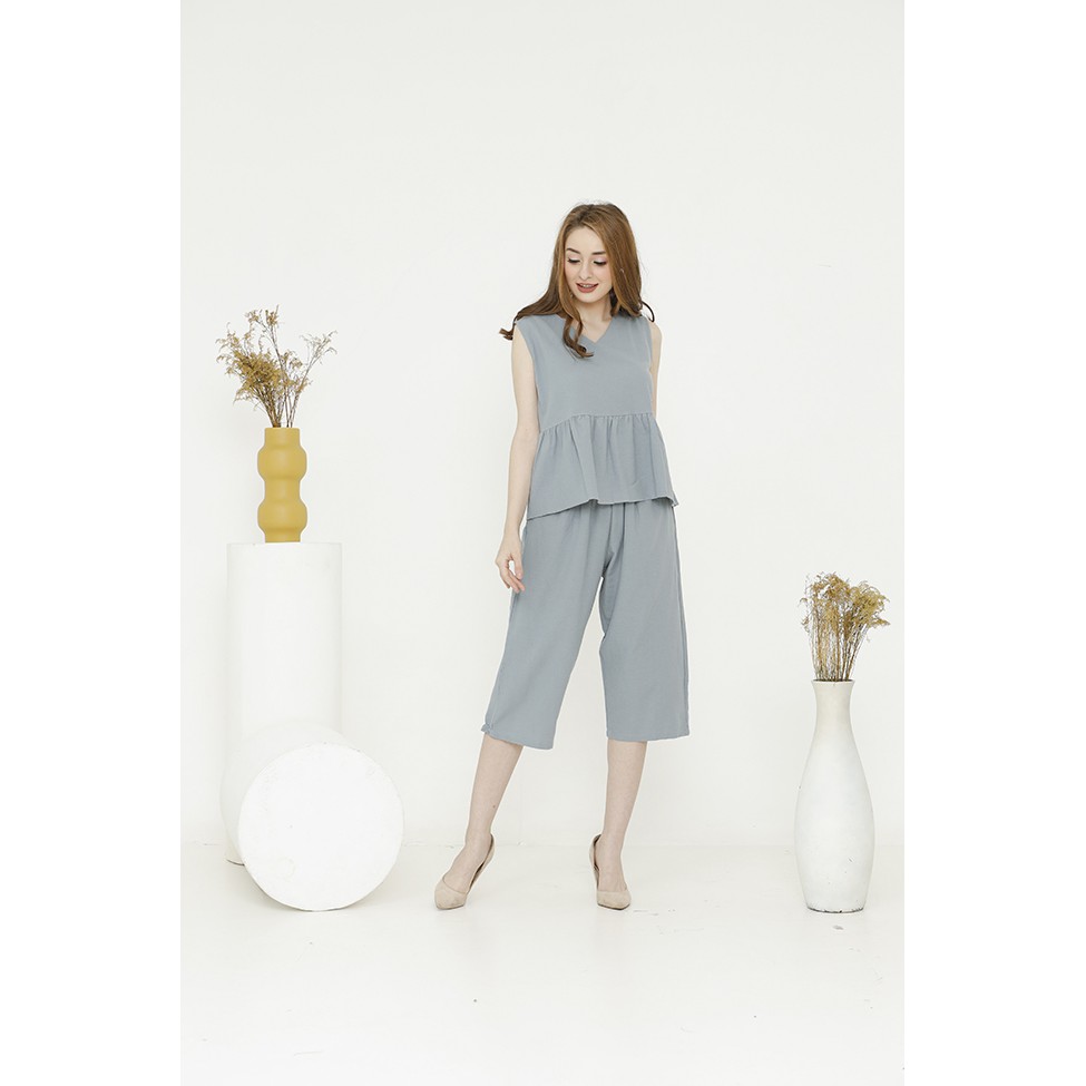 Peplum Set Linen Premium