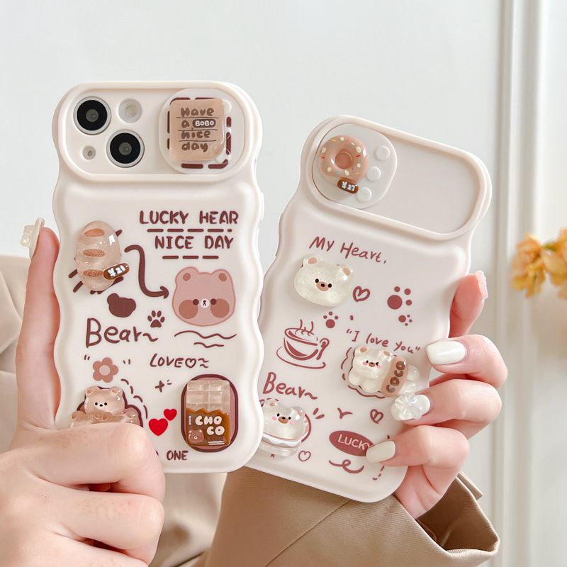 Soft Case Pelindung Kamera Motif Boneka Roti Donat Beruang Untuk IPhone 11 12 13 14 Pro Max