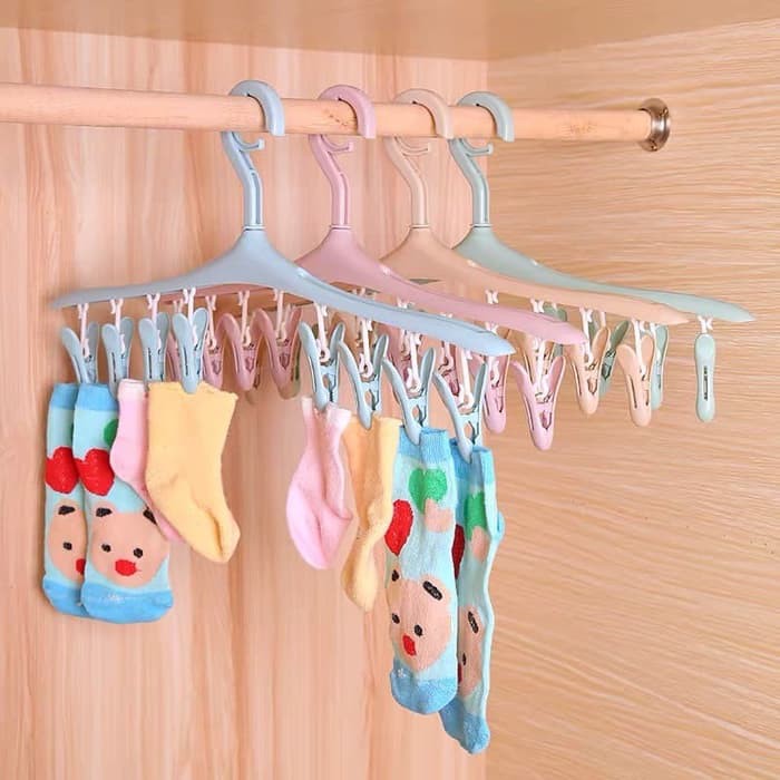 Gantungan Baju Jepit Jepitan 8 in 1 Hanger Jemuran Pakaian / Kaos Kaki