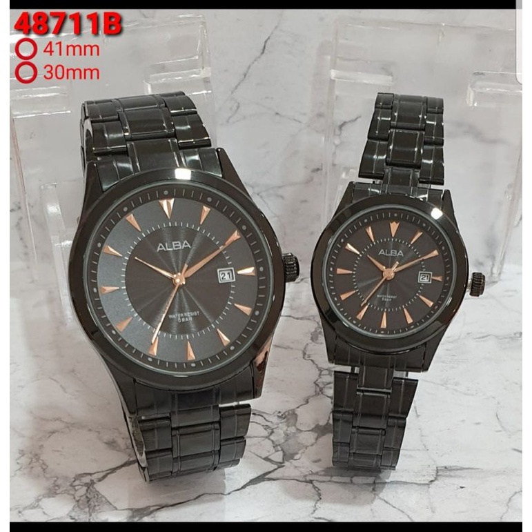 jam tangan rantai alba couple TANGGAL AKTIF. free box &amp; baterai cadangan.