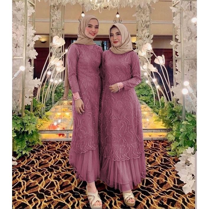 TERMURAH !! Aldine Gamis Brukat Terbaru Mewah Kekinian Seragam Pesta Kondangan Dress Maxi Wanita Fashion Muslim Ukuran Jumbo